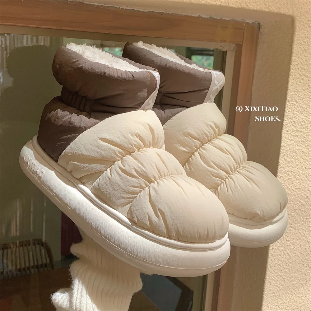 

Womens Winter Snow Boots Fashion Plush Fleece Lined Slip on Outdoor Casual Shoes Comfortable Warm Slouchy Ankle Boots