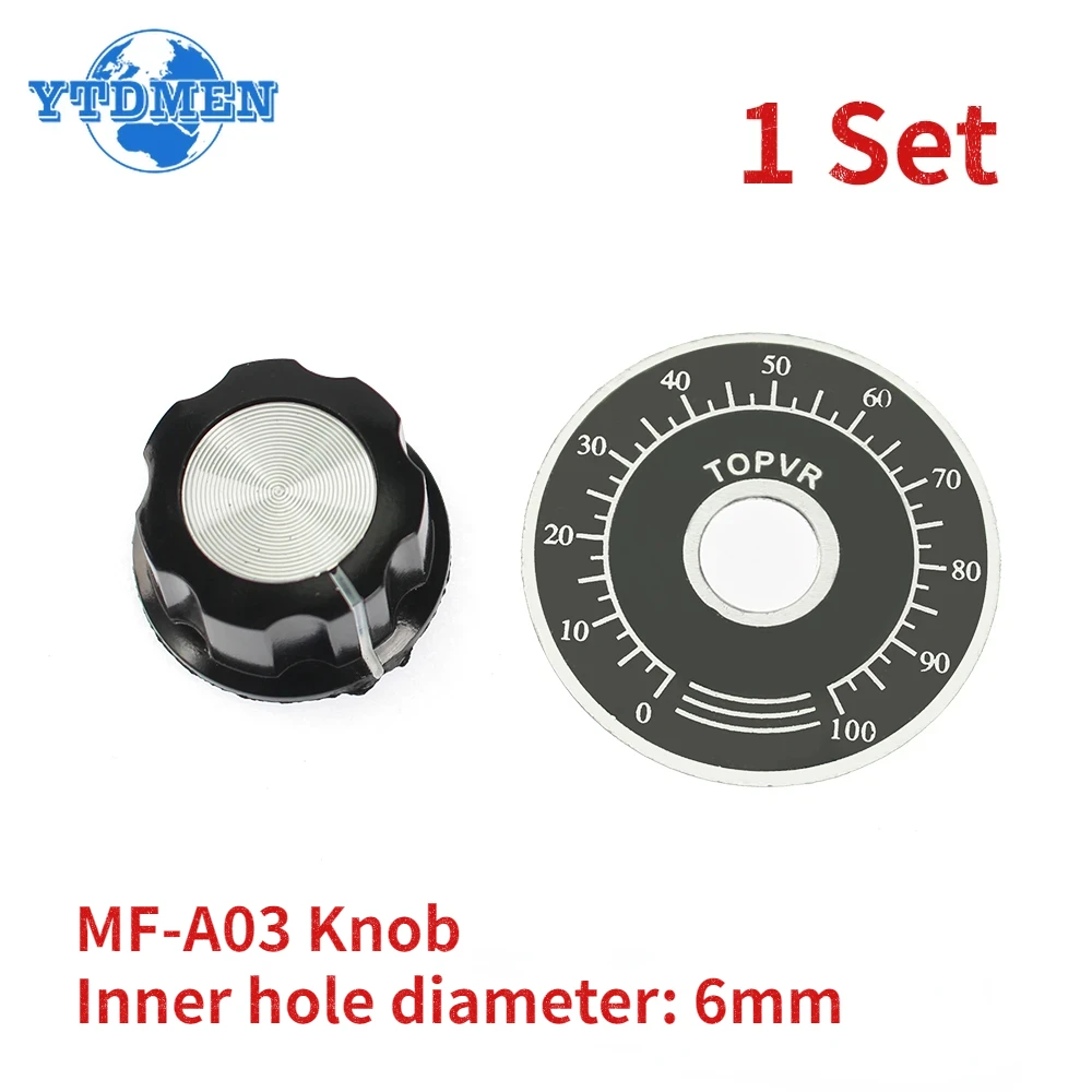 1 Set Potentiometer Knob Kit MF-A03 Dial Knob + Bakelite Knob with Scale Plate Sheet Scale Digital Potentiometers Set 6mm