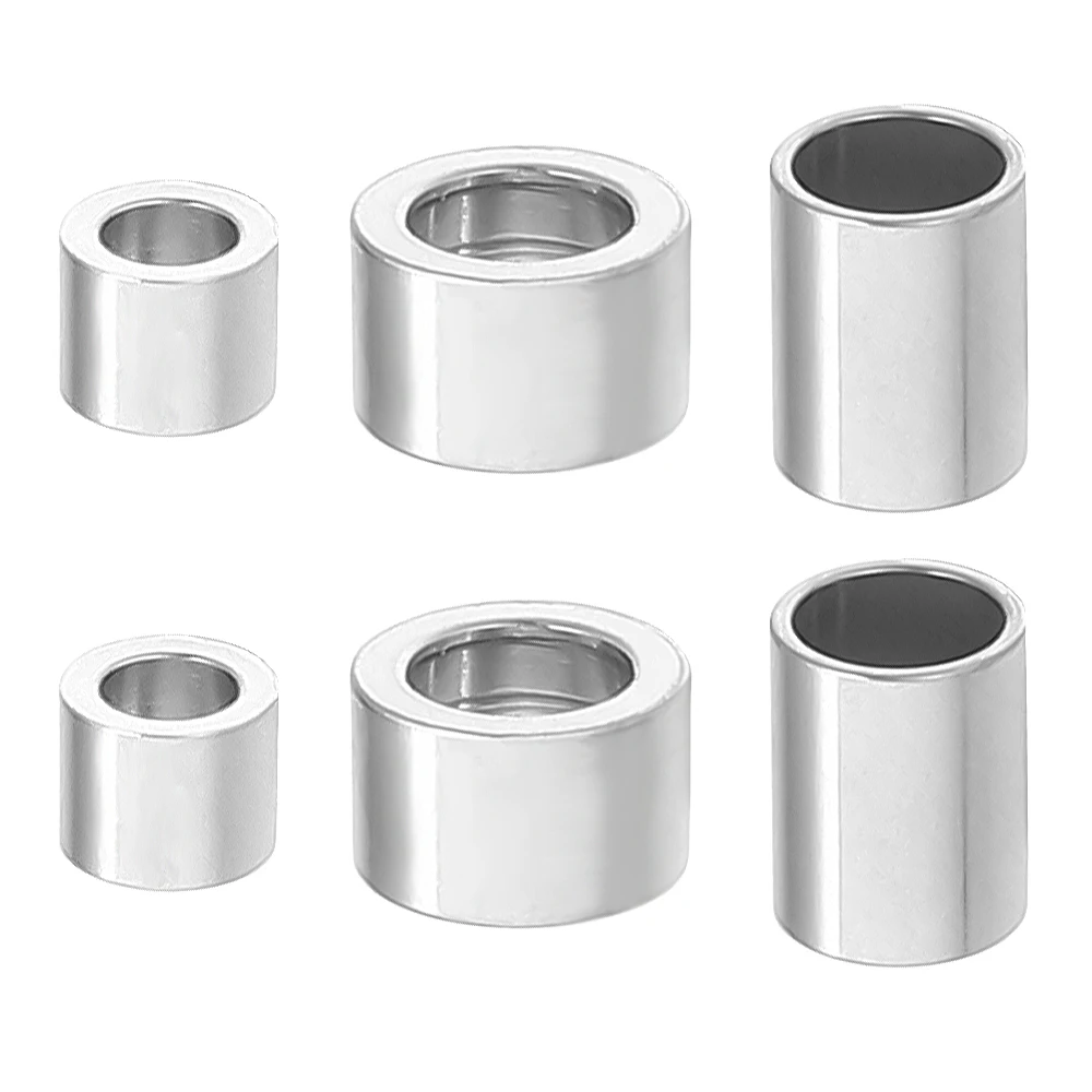 20pcs/lot Stainless Steel Tube Spacer Beads Charms Slider Big Hole Beads For Jewelry Making DIY Leather Bracelet Findings