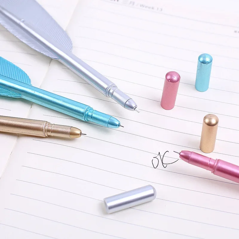 2026 3pcs/batch Creative 0.5mm Gel Pen Feather Shaped Pen School Office Supplies Cute Pen