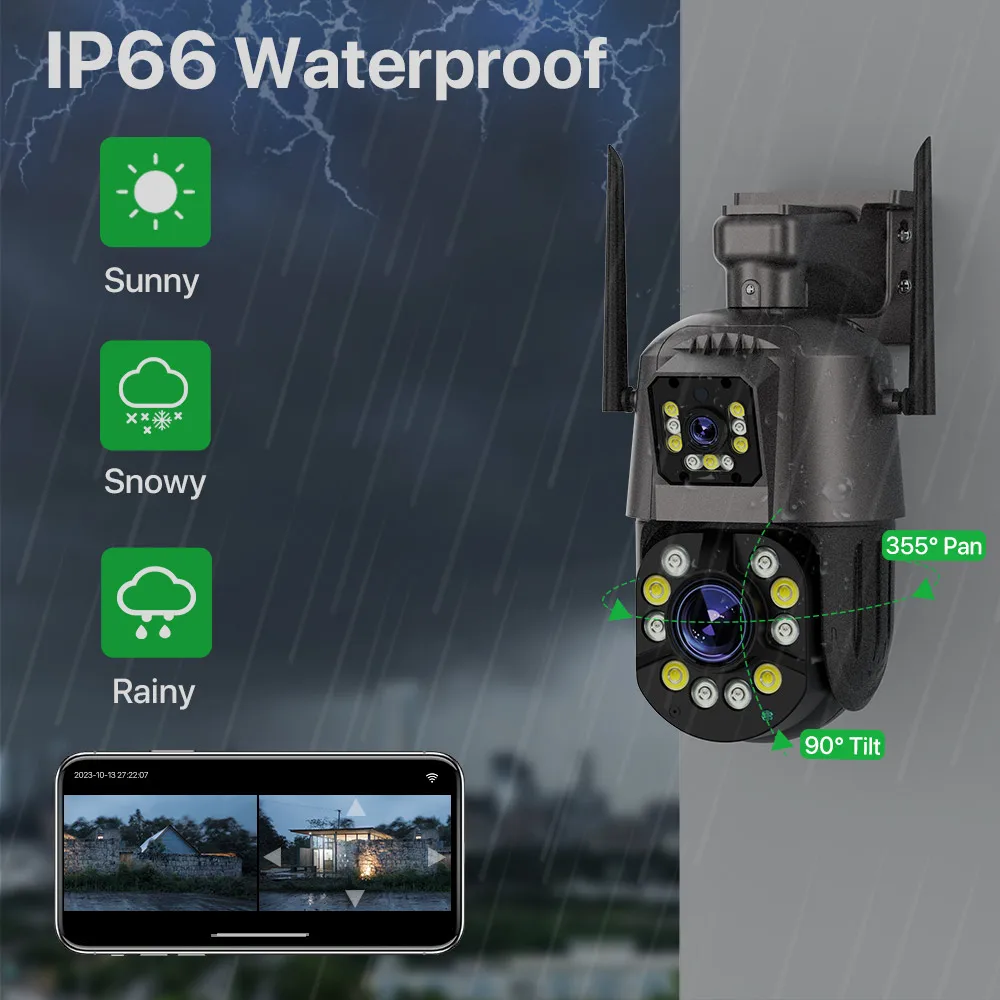 Cámara IP de seguridad para exteriores, dispositivo de vigilancia con seguimiento automático, iCsee, 4K, 6MP, HD, Zoom 36X, lente Dual, pantalla