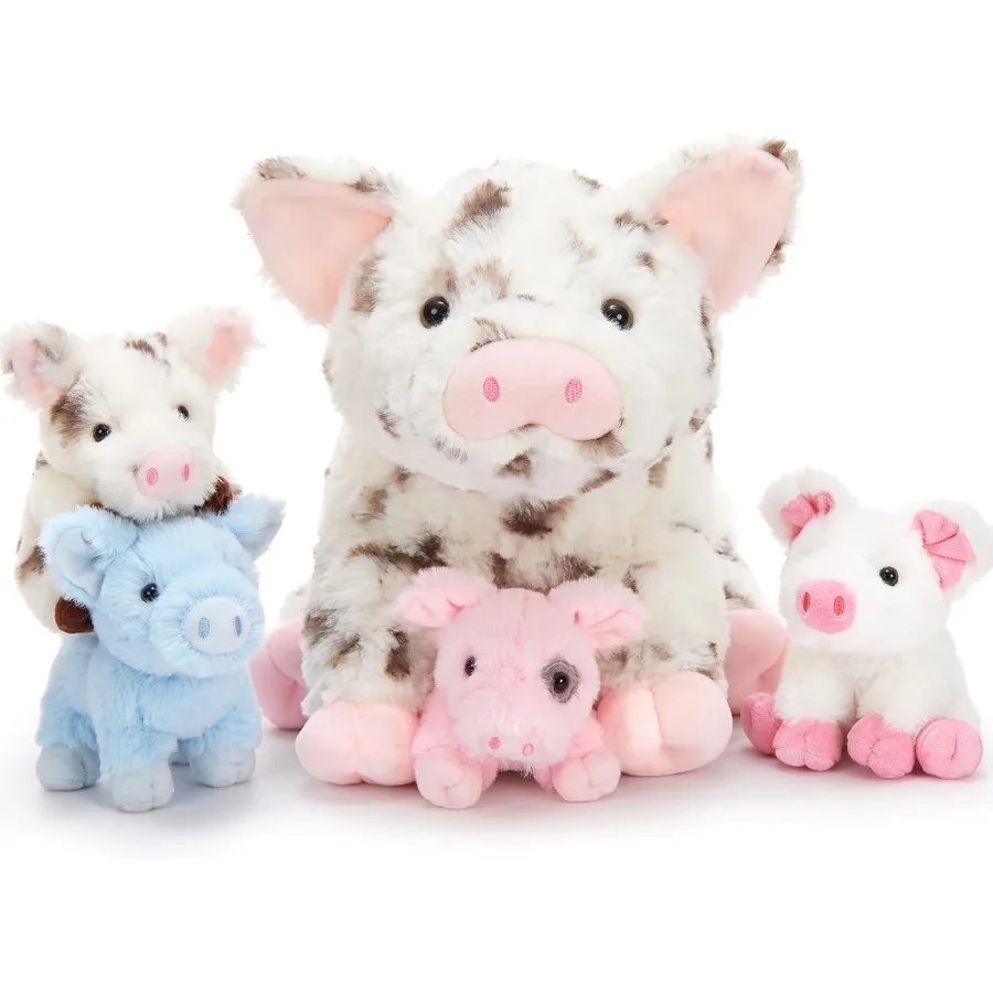 

5Pcs Spotted Pig Stuffed Animal 16 Mommy Pig Plush with 4 Soft Cuddly Baby Pig Plushies in Mother Pig's Belly Farm Animal Chris