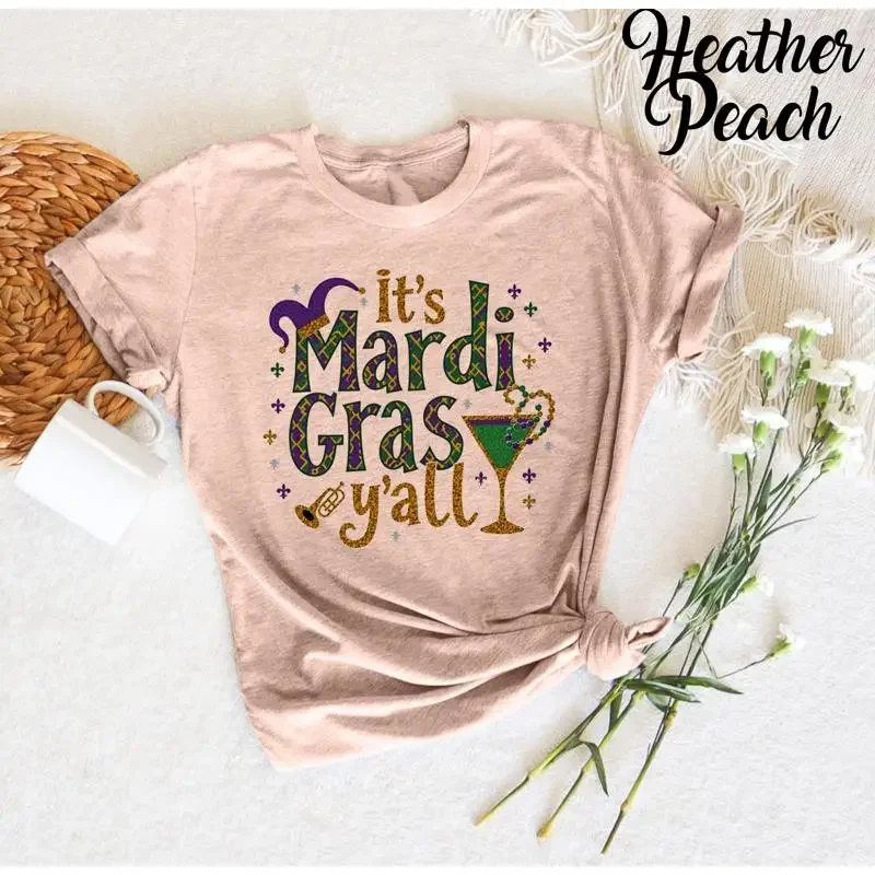 Mardi Gras Party Mask Costume It's y'all Funny Celebration Festive New Orleans T shirt