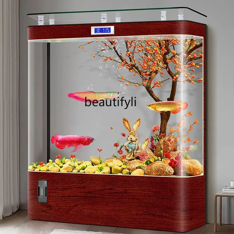 Integrated forming against the wall, large ecological no-change aquarium box, intelligent floor goldfish tank