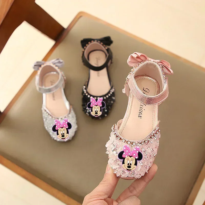 

Disney Mickey Mouse Girls Show Shoes Summer New Girls Baby Princess Shoes Children Baotou Soft Sole Crystal Shoes Sandals