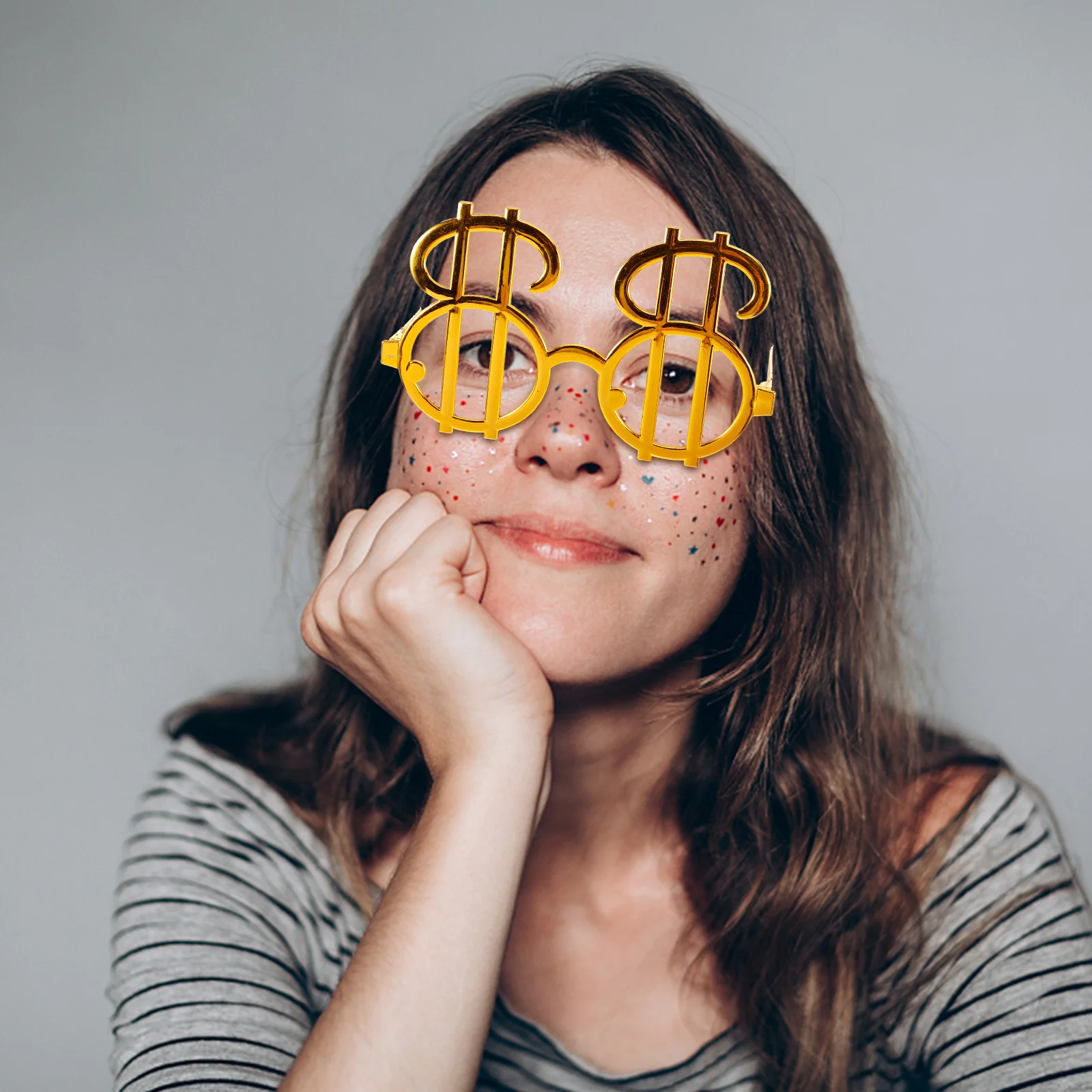 قطعتان من نظارات رمز الدولار، نظارات ممتعة بألوان زاهية، نظارات بلاستيكية خفيفة الوزن مبتكرة لمهرجان الموسيقى وحفلات الشاطئ #1