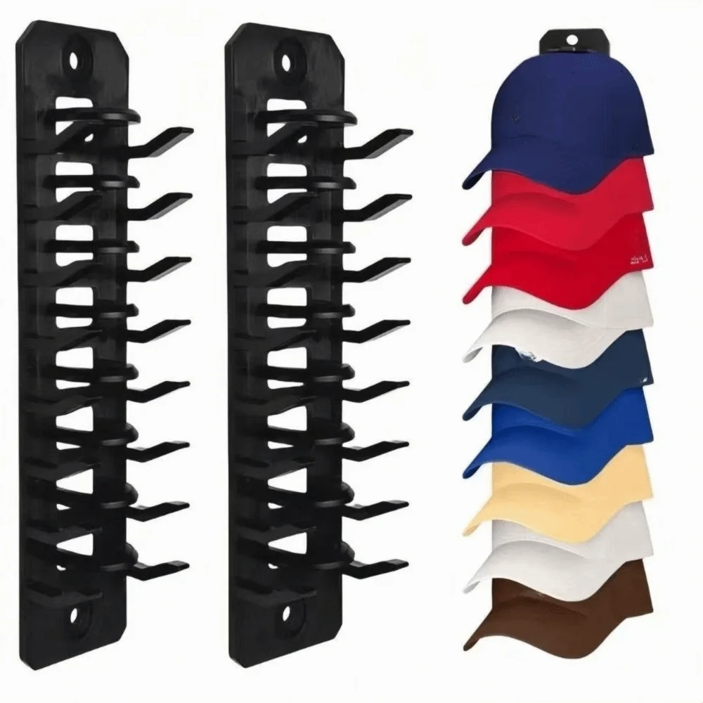Closet Cap Rack Hat Organizer for Baseball Caps Sundries Storage Plastic Adhesive Hat Hooks for Door Closet Space Saving