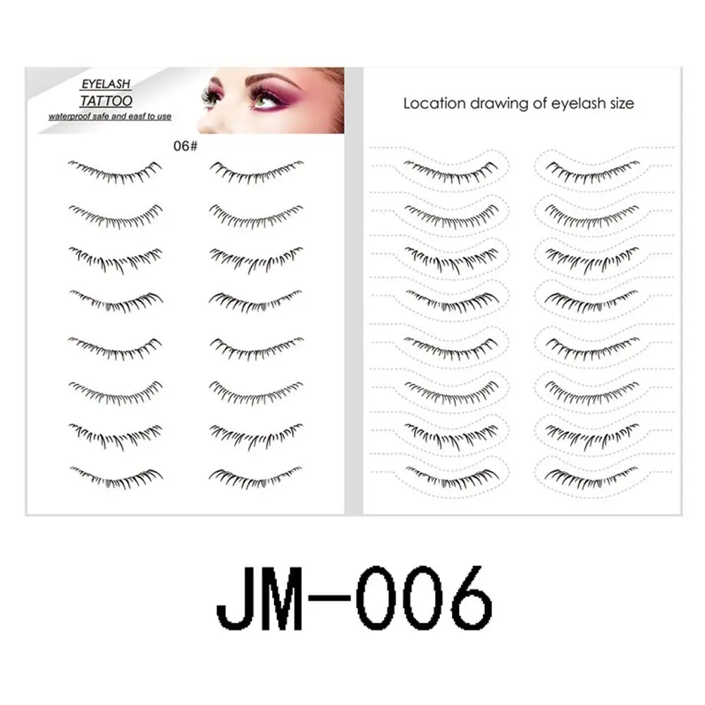 Professional Natural Lower Eyelash Tattoo 8 Pairs Waterproof Tattoo Stickers Temporary Sweatproof False Eyelashes Tattoo Women