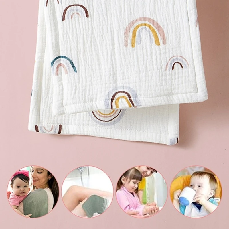 Printed Burp Cloth Absorbent Nursing Towel Breathable Shoulder Pad 6-Layer Drooling Bib Saliva Towel for Infant Toddlers