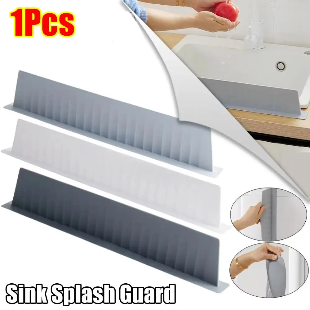 1Pcs Durable Silicone Sink Splash Guard with Suction Cup Heightenin Kitchen Countertop Bar Soft Reusable Sink Guard Baffle Plate