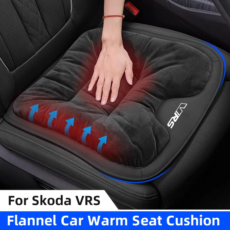 3D Flannel Car Seat Cover For Skoda VRS Emblem Mk3 Octavia Kamiq Kodiaq Karoq RS Winter Warm Plush Anti Slip Auto Chair Cushion