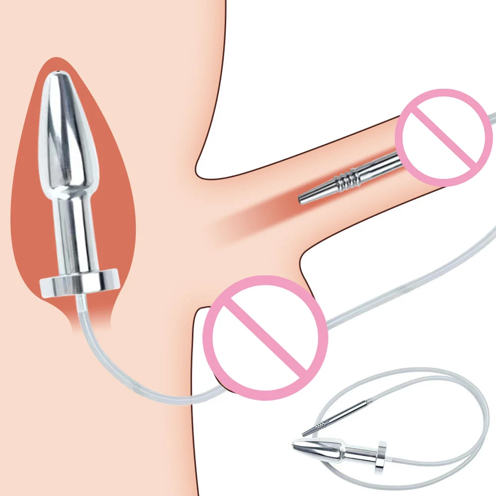 말 아이 스틱 연결 애널 플러그 남성 금속 링 페니스 플러그, 요도 자위 도구, 귀두 트레이너, 남성용 섹스 토이, BDSM