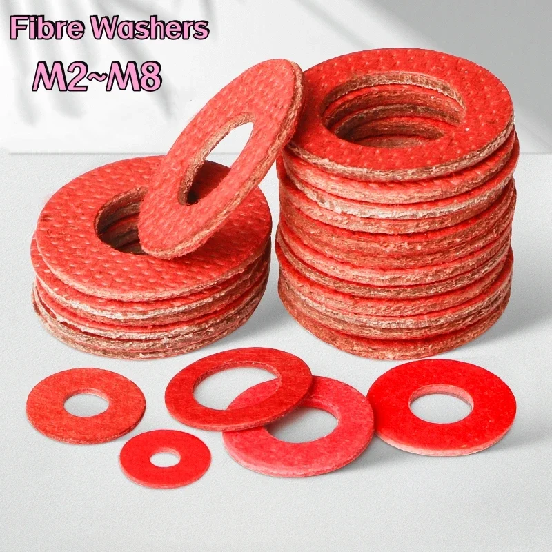 Red Steel Paper Fibre Washers M2 M2.5 M3 M3.5 M4 M5 M6 M8 Insulation Plain Gasket Ring Meson