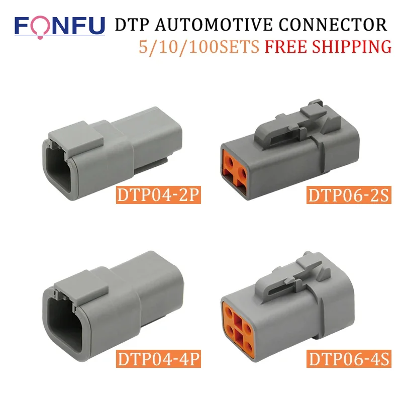 5/10Set Deutsch DTP 4 Pin Way Gray Automotive Female Male Waterproof high current Electrical Connectors Plug DTP06-4S DTP04-4P