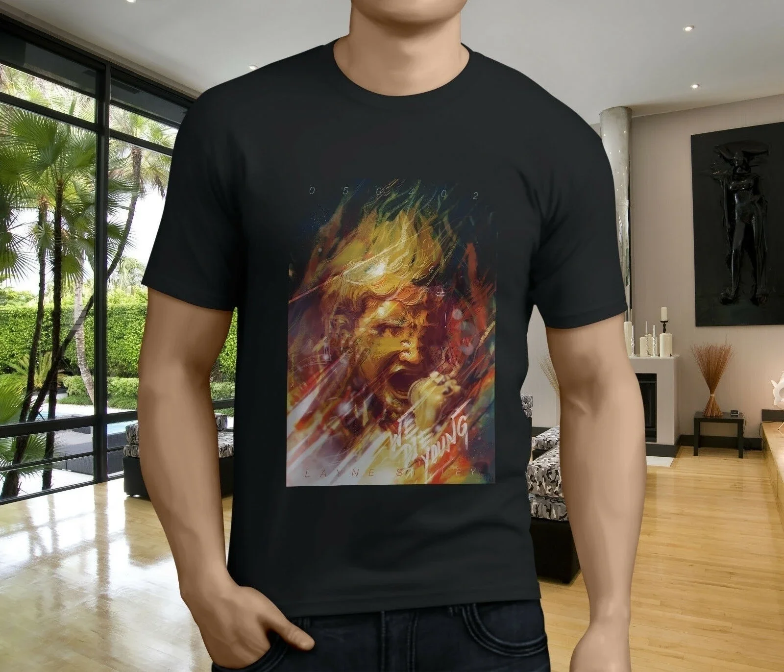 Details Over Nieuwe Layne Staley Alice In Kettingen Aic Grunge Band Mannen Zwart T-Shirt Maat S-3Xl