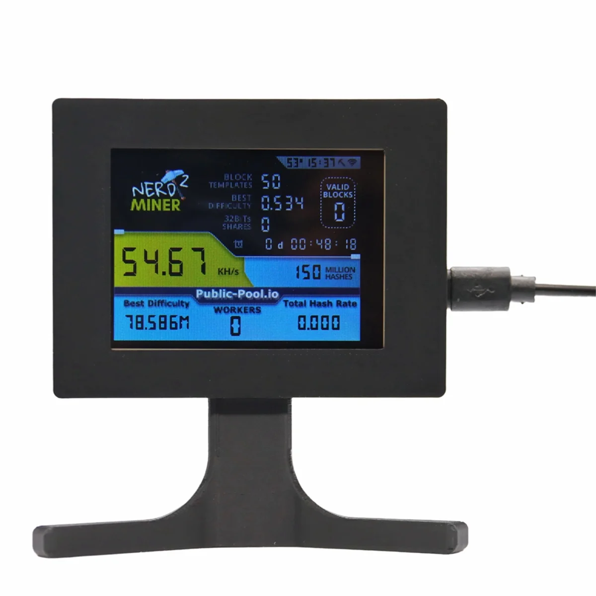 N33R_Nerdminer V2 56kh/S Layar LCD 2,8 Inci Hitam