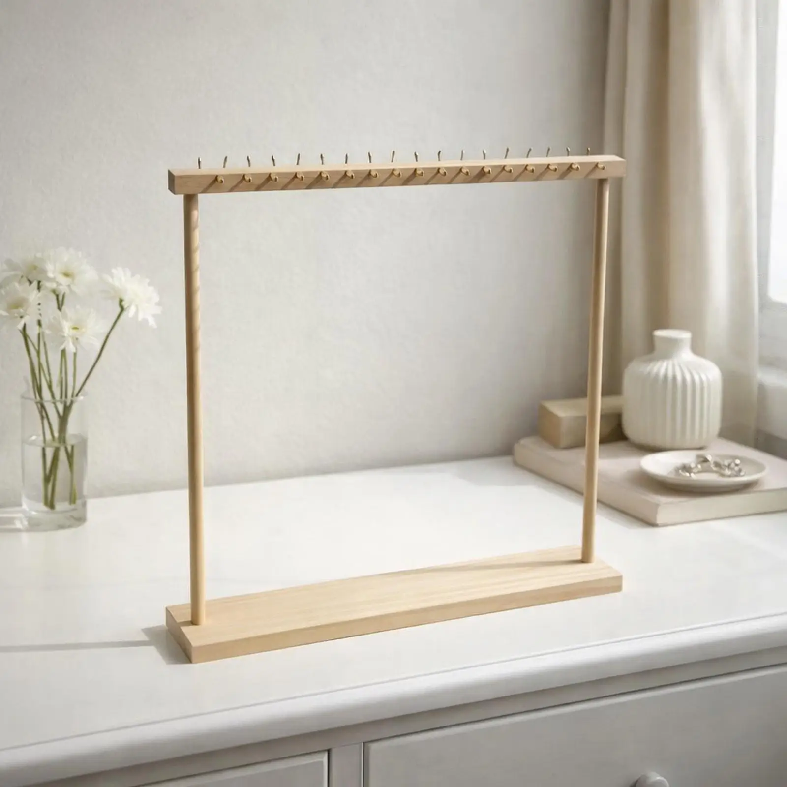 

Necklace Holder Hanger Portable DIY Assembly Rustic Jewelry Organizer with Hooks for Keychain Bangles Dresser Desk Bedroom