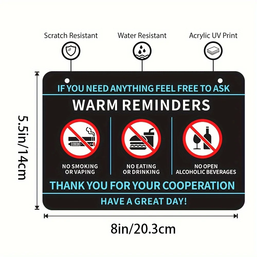 2Pcs Taxi Driver Rating Vinyl Stickers, No Smoking & Tip Notice Decals for Car Decor