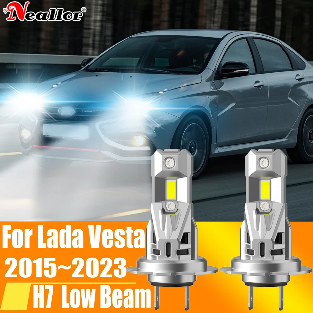 2pcs High Power H7 Led Headlight Canbus No Error H18 Car Bulb 6000K White Light Moto Diode Lamp 12v 55w For Lada Vesta 2015~2023