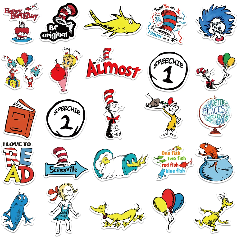 50PCS Doctor Dr. Seuss Graffiti Waterproof Sticker Creative Decorative Decal Refrigerator Skateboard Helmet Guitar Wholesale