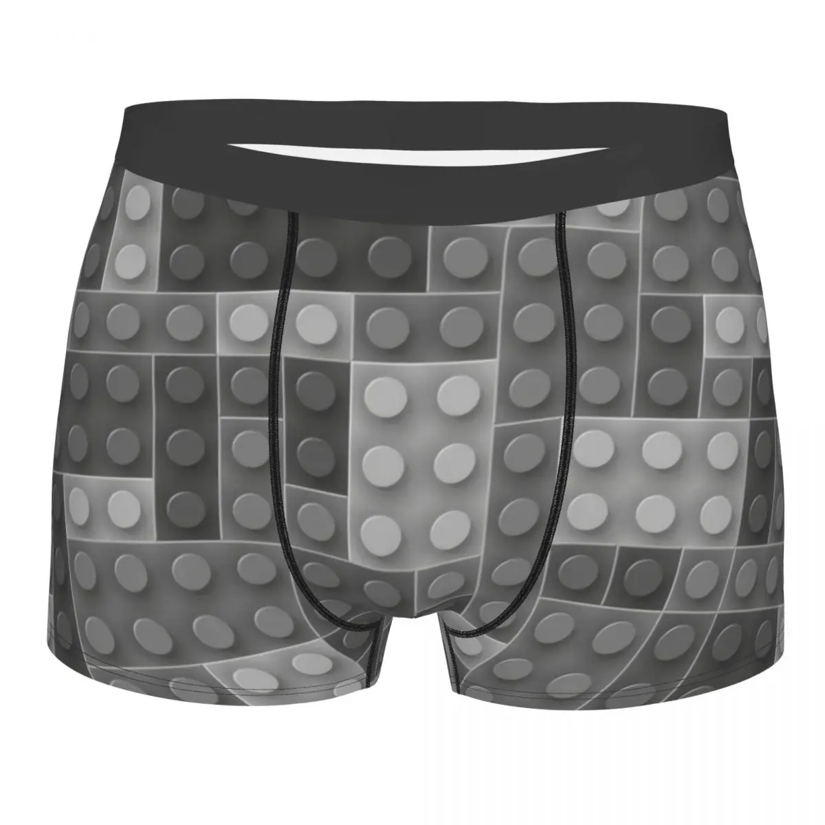 Custom Grey Plastic Toy Block Abstract Odern Pattern Boxer Shorts For Men 3D Printed Underwear Panties Briefs Soft Underpants