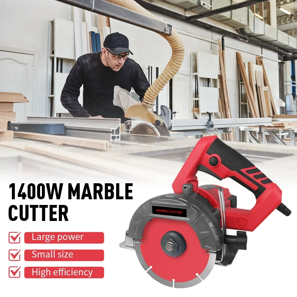 1400W Electric Circular Saw Marble Cutter Ceramic Tile Cutting Wall Grooving Machine 0-45° Bevel Marble Slotting Concrete Saws