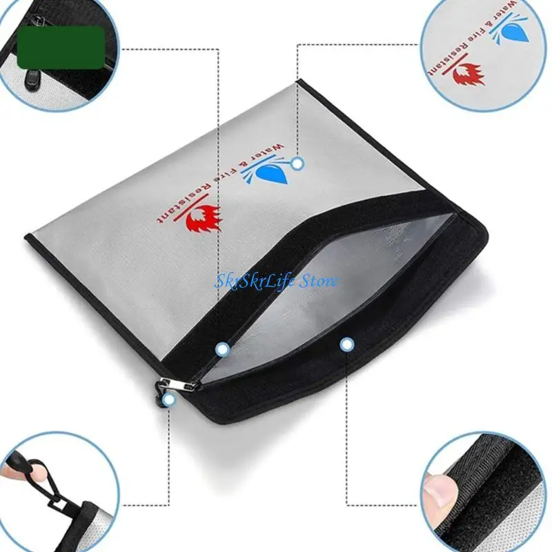 

E65E Waterproof Fireproof Money Safe File Storage Bag for Money Files Documents
