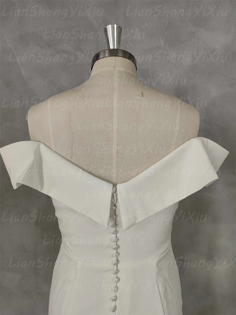 Elegant Mermaid Wedding Dress Women Open Back Off The Shoulder Sweetheart Simple Bridal Gown Train Vestidos De Noiva Customized