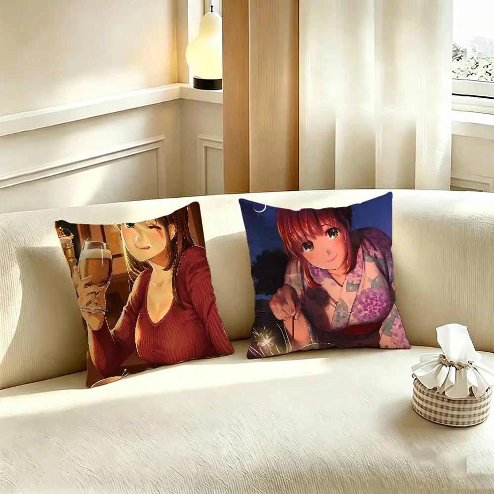 D-Domestic Girlfriend Printed Pillow Cover Cushion Case Simple Sofa Pillow Case No Pillow Core