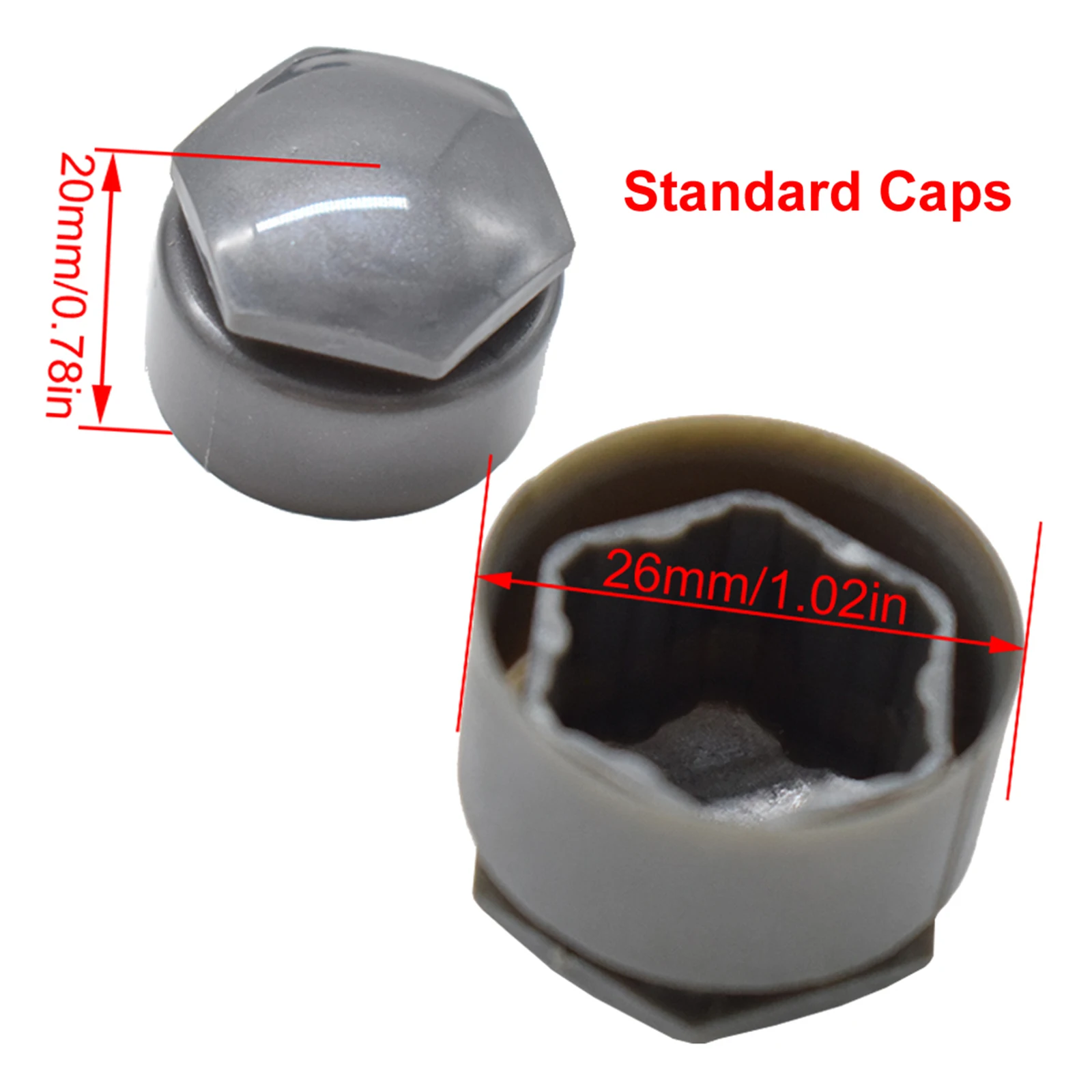 24x Car Wheel Nut Caps Accessories Auto Tyre Hub Screw Anti-Rust Protection Vehicle Bolts Studs Cover Gray For Audi A4 A6 Q3 Q5