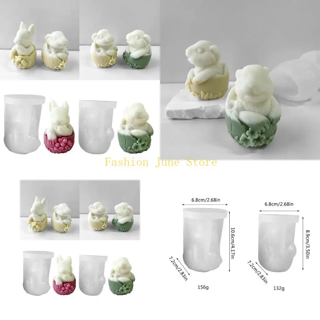 

N5KA Форма для свечей в виде кролика для изготовления свечей, украшения из смолы, эпоксидная форма для свечей