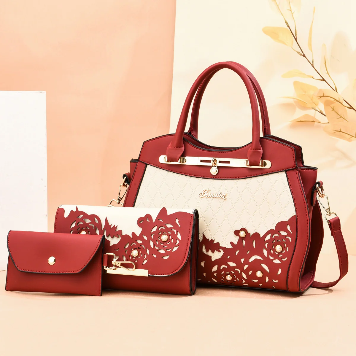 Women Leather Handbag Pu Big Casual Large Capacity Shoulder Women's Three-piece Set New Style Styling Messenger Handbags 2024