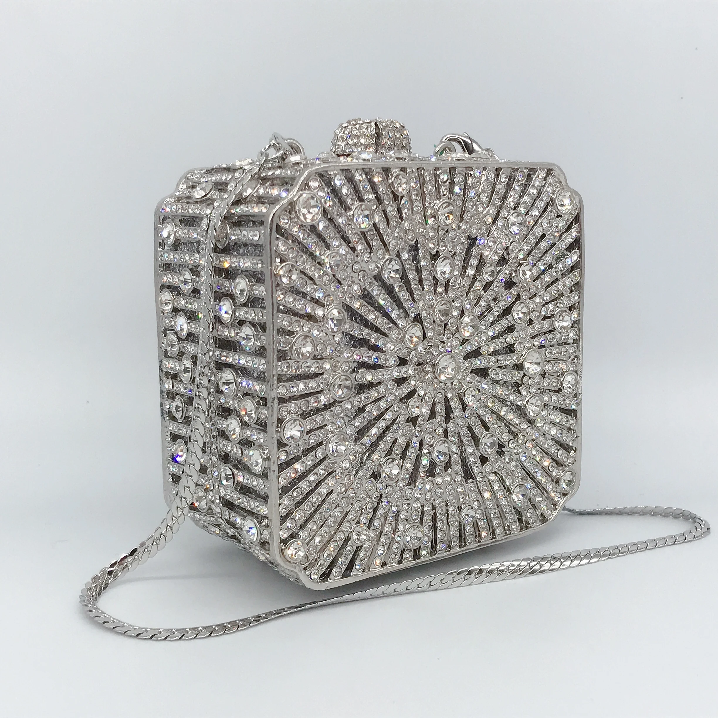 

Женский клатч, маленькая квадратная коробка, вечерняя сумка с кристаллами и стразами, кошелек ручной работы для свадебной вечеринки, выпускного вечера, ужина