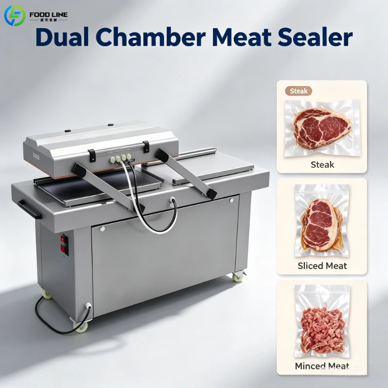 Double Chamber Vacuum Sealer Reliable Bag Closer with Custom Chamber for Dried Shitake Lily Flower Fungus Bamboo Shoot Kelp