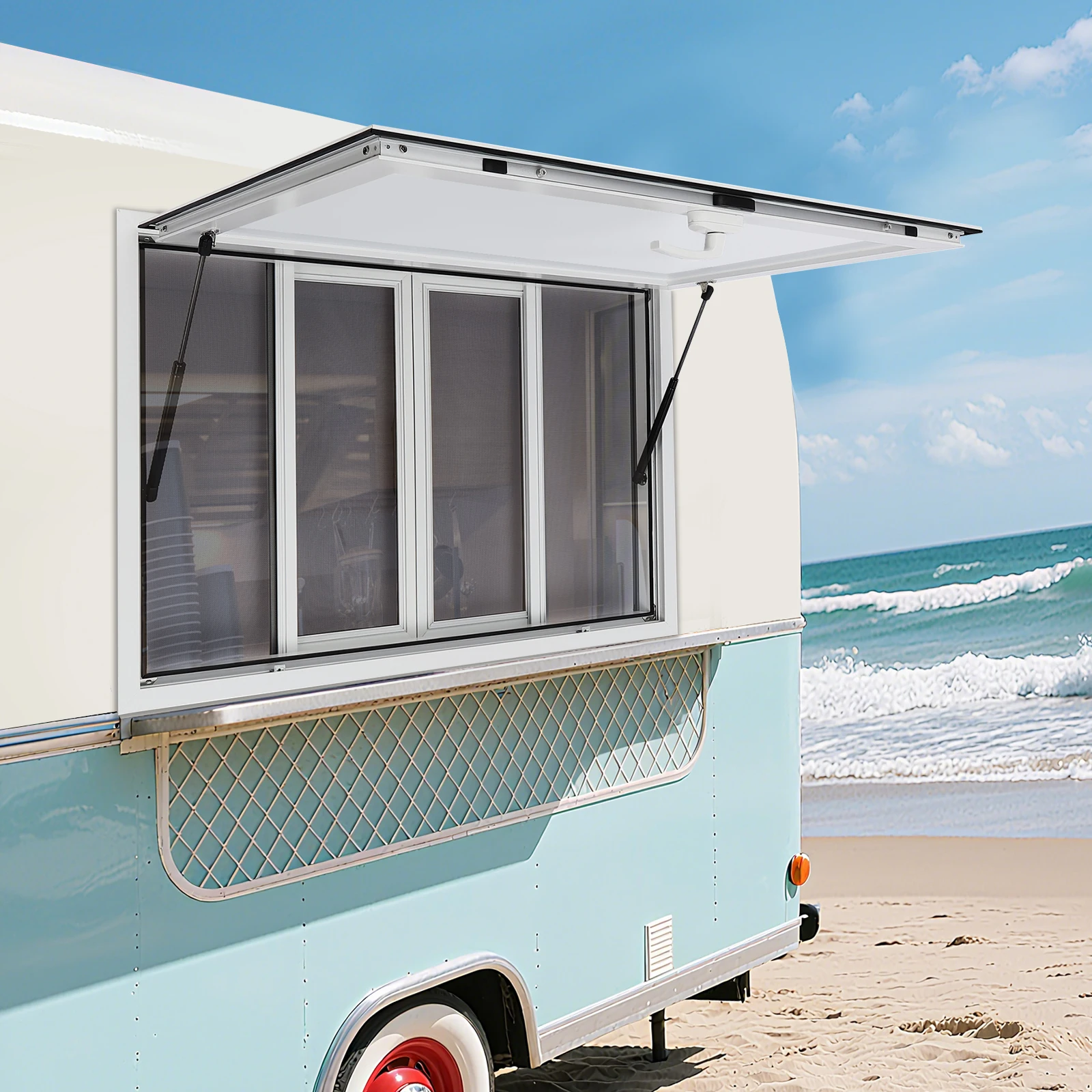 Soporte de concesión de 45 "L X 30" W, ventana para servir, toldo para camión de comida, impermeable, resistente a los rayos UV, resistente para proveedor de carrito de Catering móvil