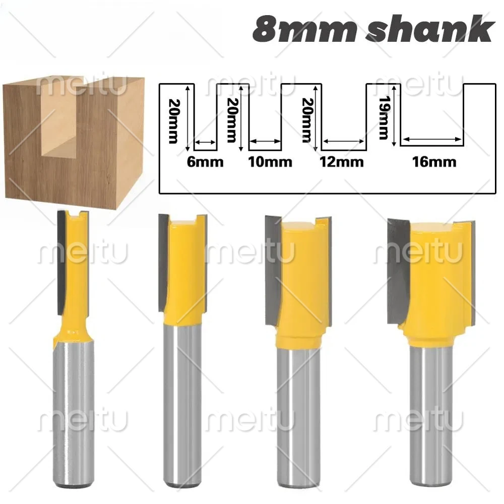 1PC 8mm Shank Woodworking Straight Knife Router Bit Trimmer Corner Cleaning Flush Milling Cutter Edge for Wood