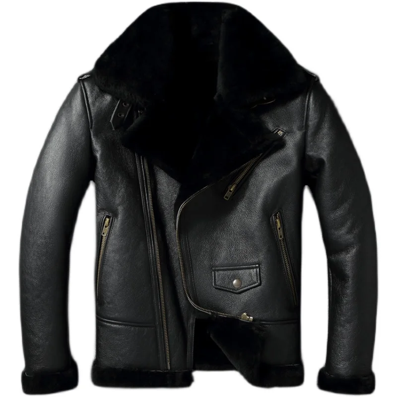 

AYUNSUE Genuine Leather Mens Jacket Winter Short Coats Natural Sheepskin Fur Men Clothing Thickened Jackets Inverno Masculino