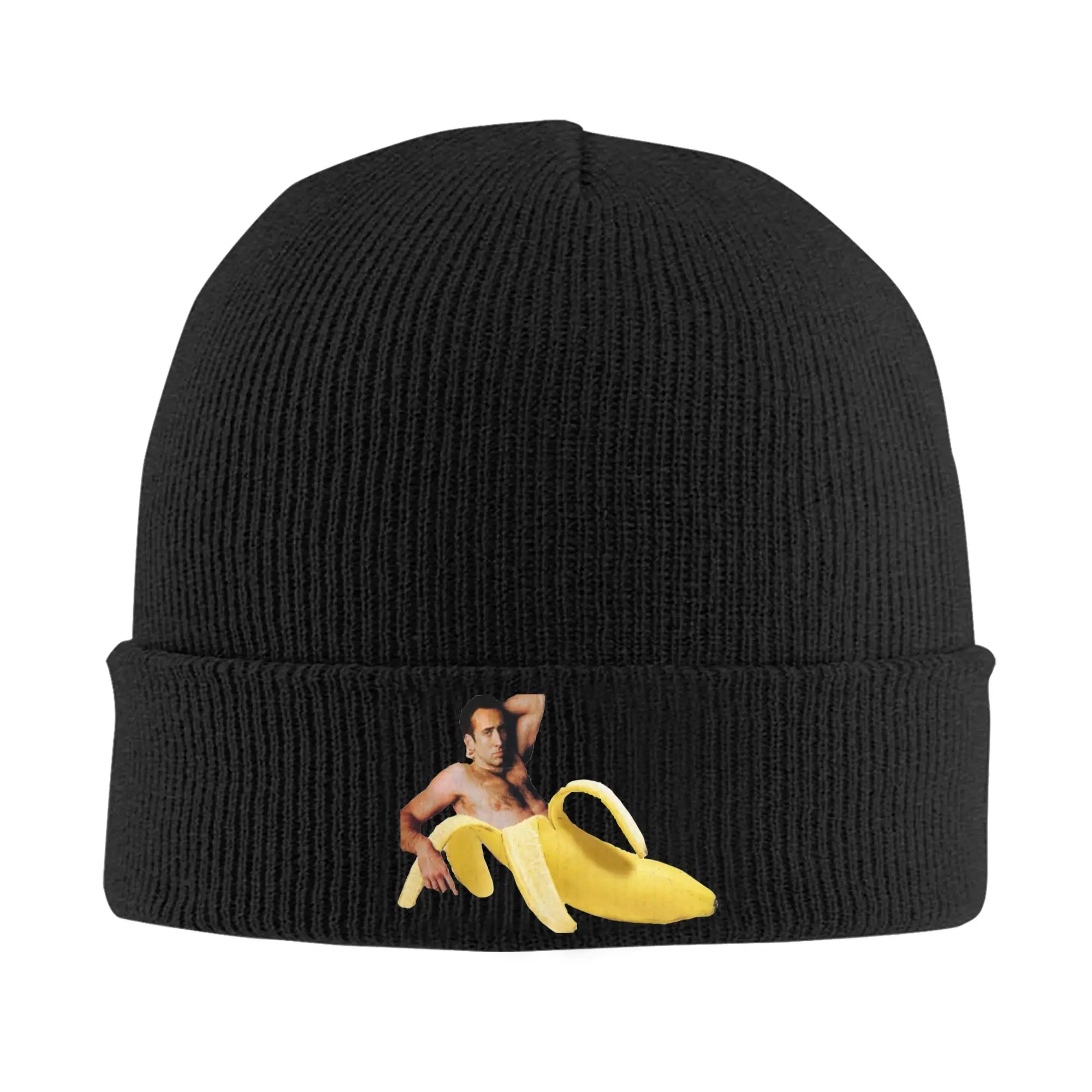 Nicolas Cage Banana Pattern Knitted Hat Beanies Autumn Winter Hats Warm Unisex  Hip-hop  Caps for Men Women Gifts,