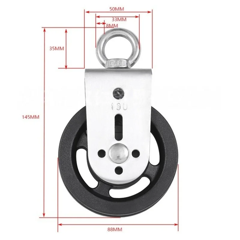 360° Rotatable Stainless Steel Pulley System, Fitness Pulley Kit with Carabiners & Fixing Straps for Home Strength Workout