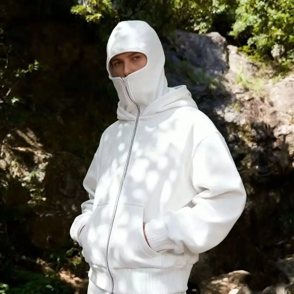 

Men's zipper hoodie, winter warm hooded shirt, casual sports jacket, loose fit