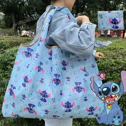 Stitch Disney Shopping Bags Anime Mickey Mouse Winnie Large Capacity Folding Storage Bag Handbags Tote Bags for Women Gift