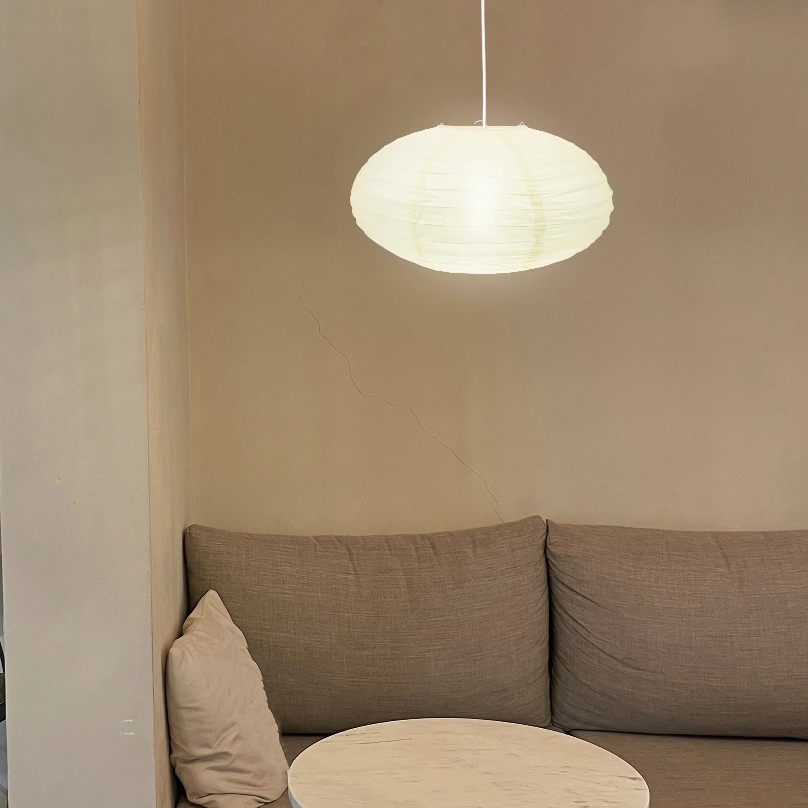 

Lantern Lamp Shades Paper Hanging Foldable for Home Party Decoration Iron Pendant Light Round Replacement Lampshade Cover