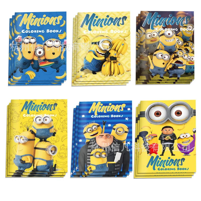 12pcs Kawaii 비열한 나 하수인 Diy 색칠하기 책 블라인드 박스 밥 축제 파티 컬러 낙서 책 비열한 아빠 그림책