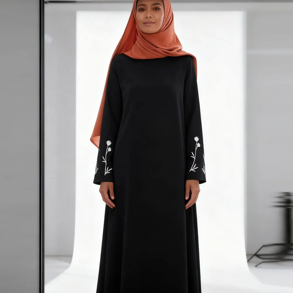 

Elegant Middle East Robe Embroidered Dress Abaya Women Muslim Dresses Dubai Abbayas Turkey Kaftan Ramadan Islam Clothing Vestido