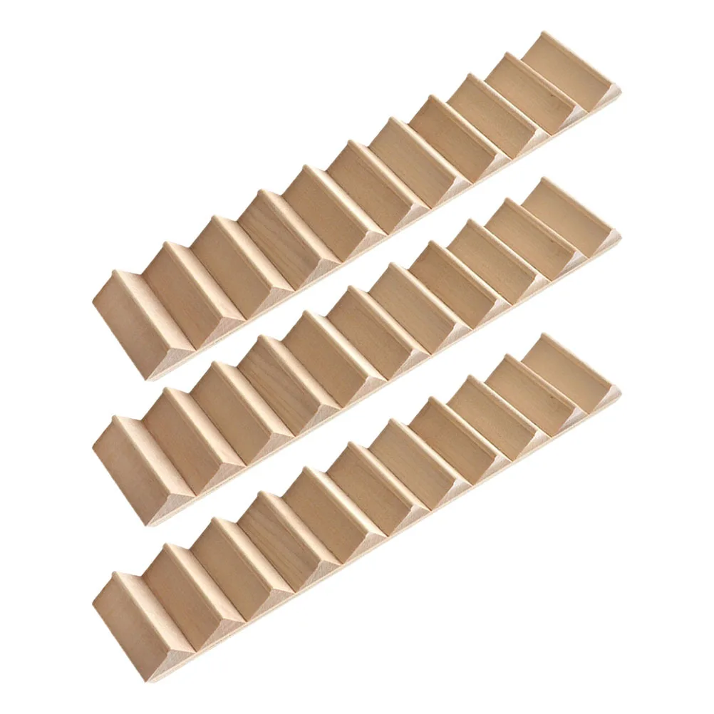 

3Pcs Miniature Stairway 1:12 Scale Unpainted Wood Stairs DIY Mini Dollhouse Decor Without Handrail Durable Toy Stairs
