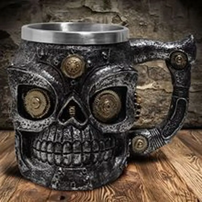 Mugs Stainless Steel And Resin Beer Mug 450ml Iron Throne Beer Mug Dragon Bar Drinking Gothic Wine Set Stainless Steel Wine Glas