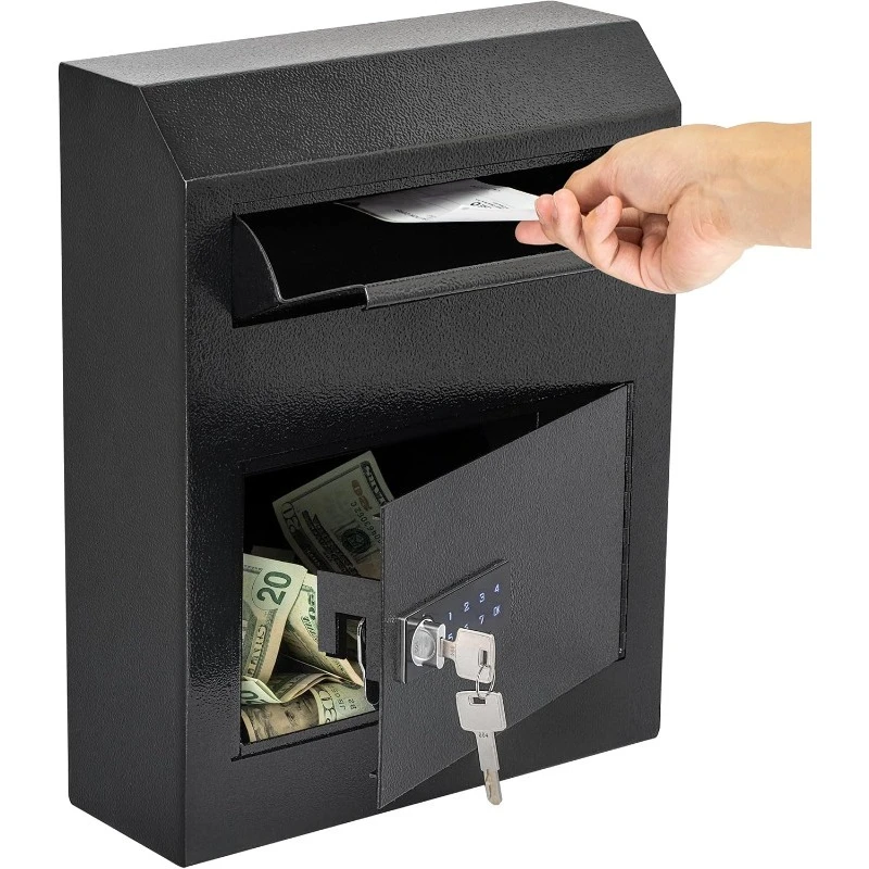

Key Drop Box with Lock, Drop Slot Depository Safe Box Digital Keypad, Money Drop Safe for Business, Wall Mount Mailbox