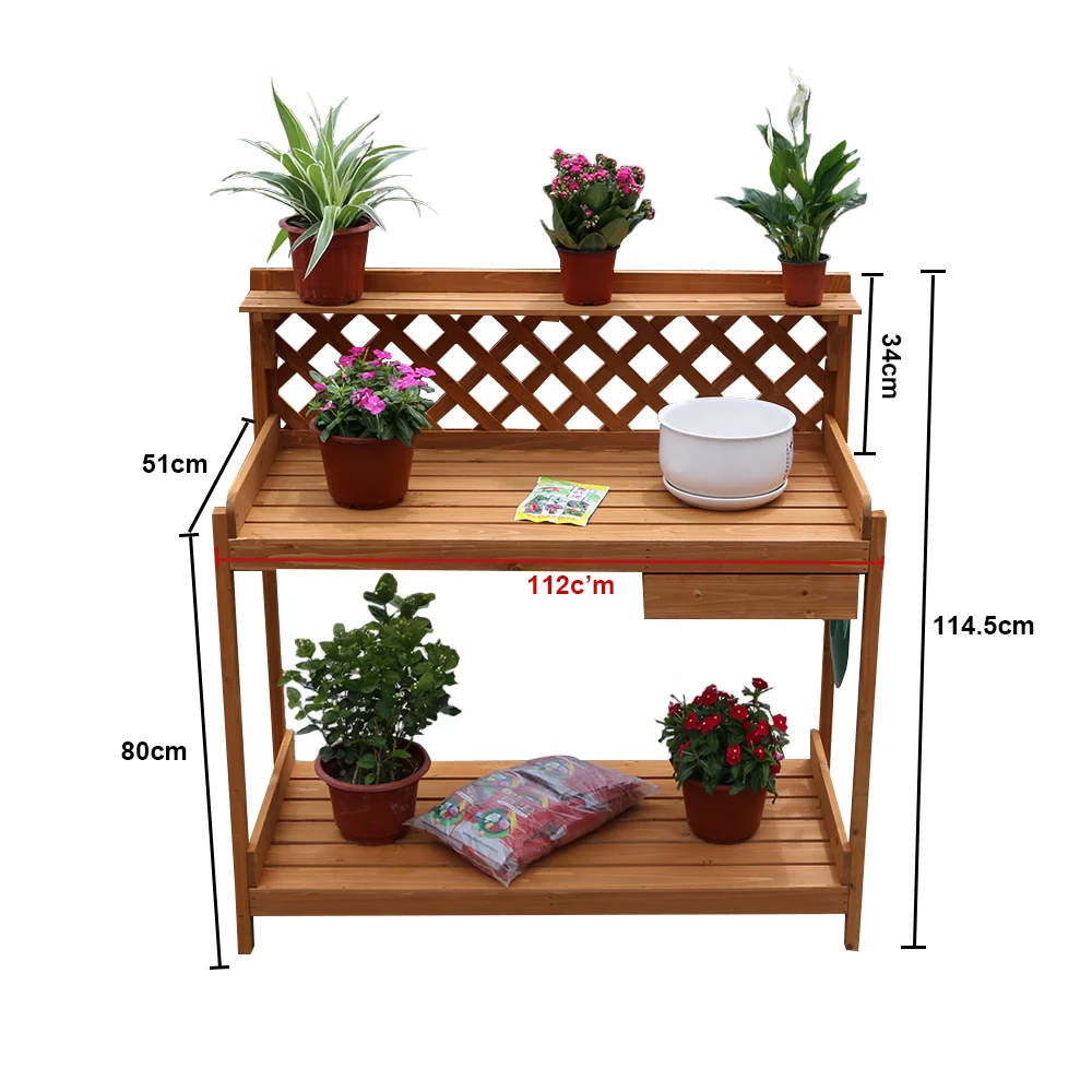 Wholesale Cheap Plant Flowers Garden Worktable Outdoor Garden Wooden Potting Table