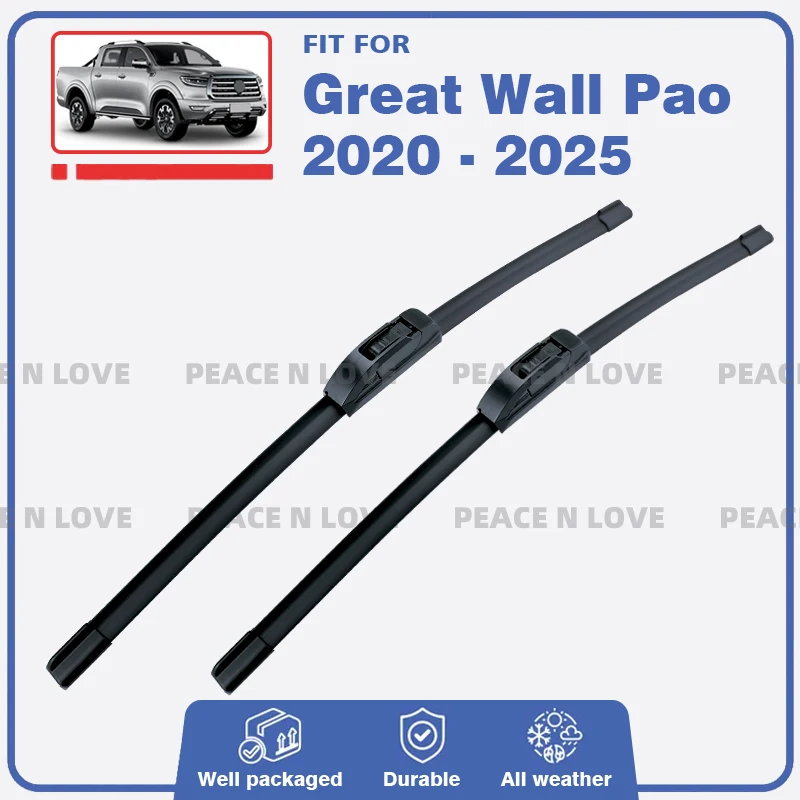 Escobillas de limpiaparabrisas delanteras para Great Wall Pao GWM Ute Cannon 2020 - 2025 2 piezas parabrisas ventana cepillos de goma accesorios de coche