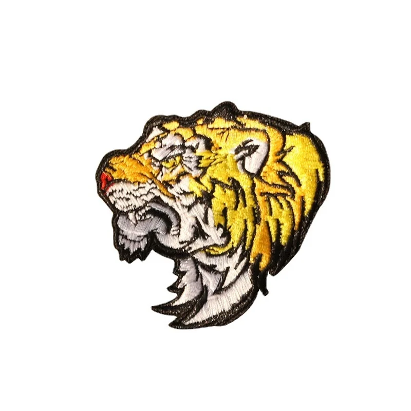 Exquisite Tiger Computer Embroidered Men\'s DIY Badge Iron On Patches Fashion Tiger Head Decorative Clothing Stickers